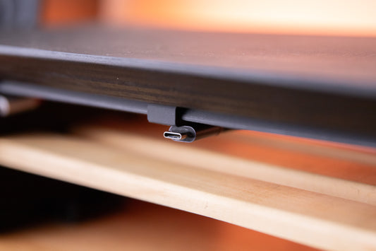 3d printed cable organizer for desk shelves using the desk rail system